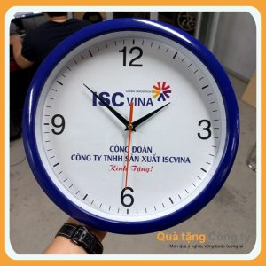 Đồng hồ in logo viền xanh