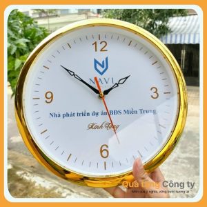 Đồng hồ vành xi mạ vàng in logo