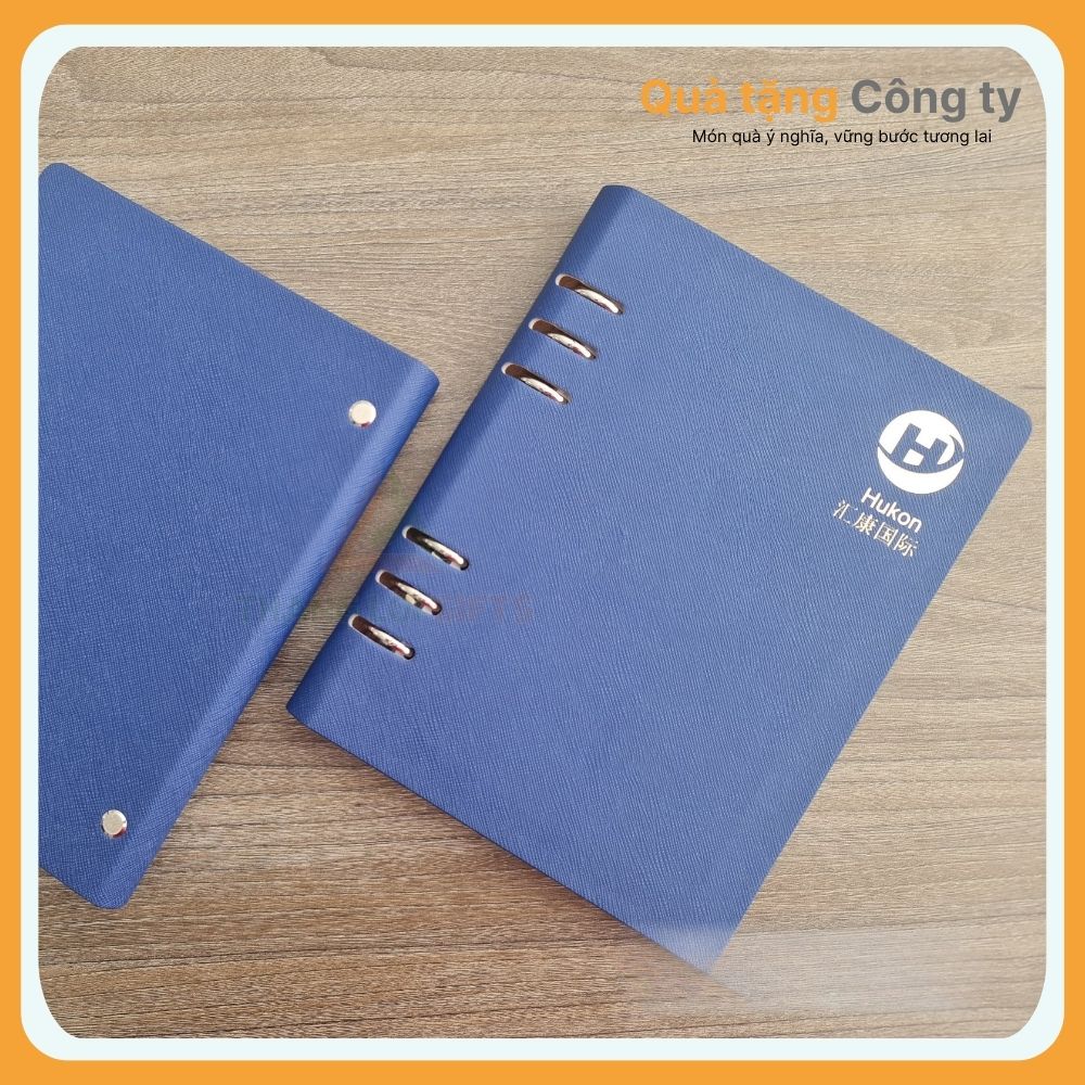 Sổ da bìa còng in logo