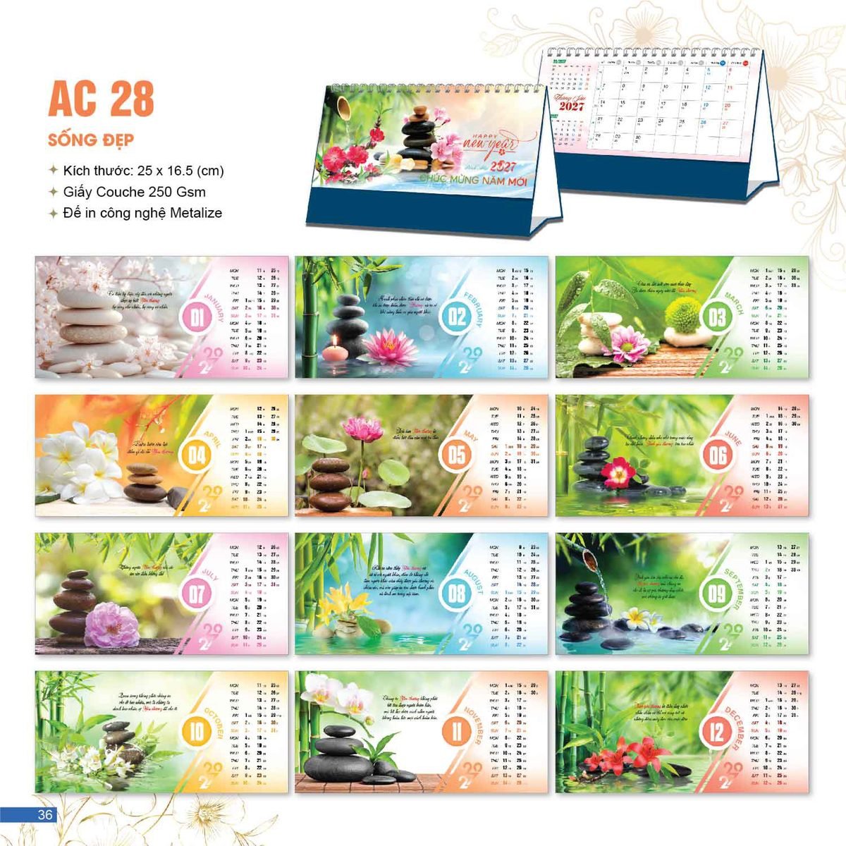 Lịch Bloc 2027 AC Mẫu AC28 - Sống Đẹp (25 x 16 cm) In Logo Doanh Nghiệp Giá Xưởng Lịch Bloc 2027 AC Mẫu AC28 - Sống Đẹp (25 x 16 cm) In Logo Doanh Nghiệp Giá Xưởng in logo doanh nghiệp quà tặng Tết tại Quà Tặng Công Ty VN