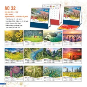 Lịch Để Bàn 2027 AC Mẫu AC32 (21 x 22 cm) In Logo Doanh Nghiệp Giá Xưởng in logo doanh nghiệp quà tặng Tết tại Quà Tặng Công Ty VN