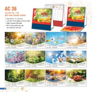 Lịch Để Bàn 2027 AC Mẫu AC36 (21 x 22 cm) In Logo Doanh Nghiệp Giá Xưởng in logo doanh nghiệp quà tặng Tết tại Quà Tặng Công Ty VN