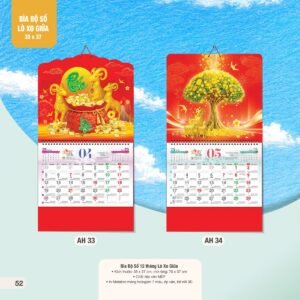Lịch Treo Tường Lò Xo 2027 AH Mẫu AH33 (35 x 37 cm) In Logo Doanh Nghiệp Giá Xưởng in logo doanh nghiệp quà tặng Tết tại Quà Tặng Công Ty VN