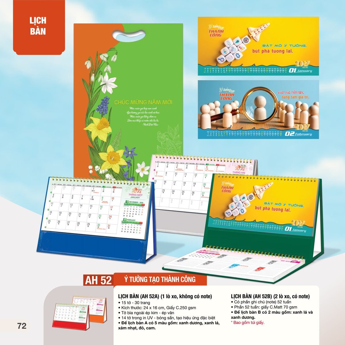 Lịch Bàn Chữ M (Có Note 52 Tuần) 2027 AH Mẫu AH52 (24 x 16cm) In Logo Doanh Nghiệp Giá Xưởng Lịch Bàn Chữ M (Có Note 52 Tuần) 2027 AH Mẫu AH52 (24 x 16cm) In Logo Doanh Nghiệp Giá Xưởng in logo doanh nghiệp quà tặng Tết tại Quà Tặng Công Ty VN