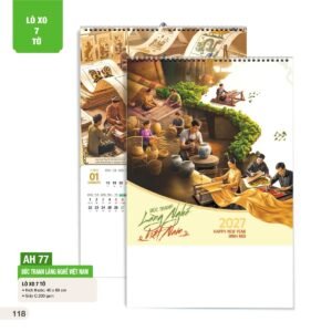 Lịch Treo Tường Lò Xo 7 Tờ 2027 AH Mẫu AH77 (40 x 60cm) In Logo Doanh Nghiệp Giá Xưởng in logo doanh nghiệp quà tặng Tết tại Quà Tặng Công Ty VN