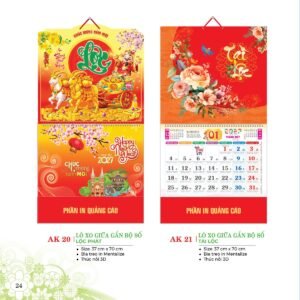 Lịch Treo Tường Lò Xo 2027 AK Mẫu AK20 (40 x 60 cm) In Logo Doanh Nghiệp Giá Xưởng in logo doanh nghiệp quà tặng Tết tại Quà Tặng Công Ty VN