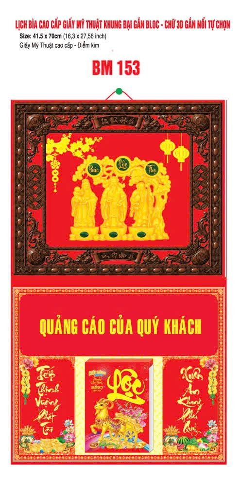 Bìa Lịch Treo Khung Đại Gắn Bloc BM 2027 BM153 - Kim Dương Phú Quý - Quà Tặng Công Ty