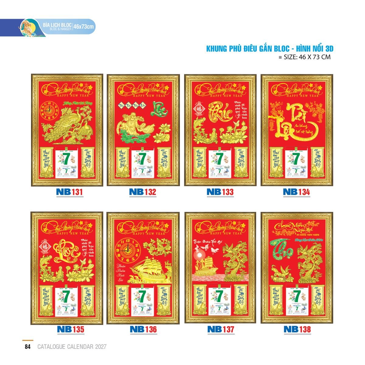 Bìa Lịch Treo Gắn Bloc Ba Nhất Ba Nhất 2027 BN222 In Logo Doanh Nghiệp Giá Xưởng