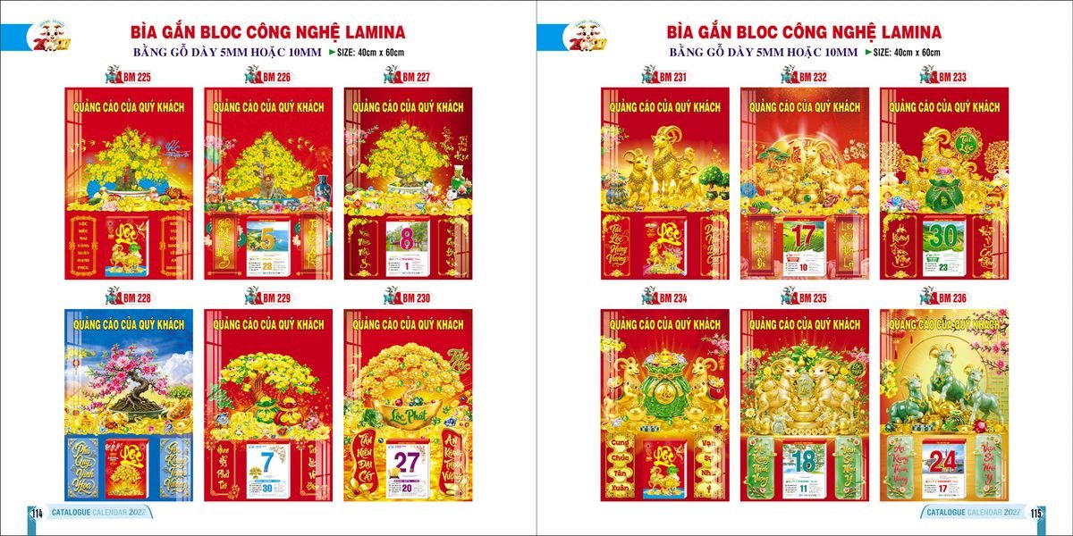 Bìa Lịch Treo Gắn Bloc Ba Nhất Ba Nhất 2027 BN230 In Logo Doanh Nghiệp Giá Xưởng