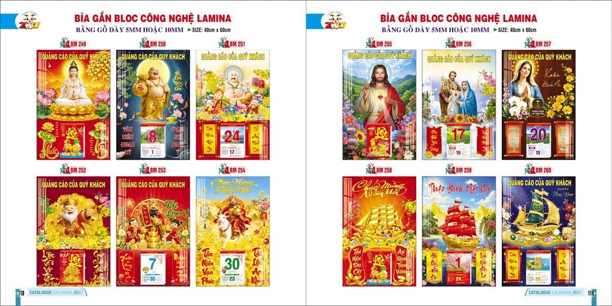 Bìa Lịch Treo Gắn Bloc Ba Nhất Ba Nhất 2027 BN232 In Logo Doanh Nghiệp Giá Xưởng