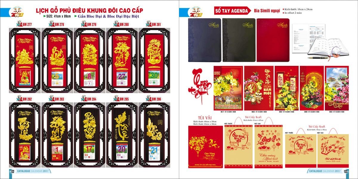 Bìa Lịch Treo Gắn Bloc Ba Nhất Ba Nhất 2027 BN234 In Logo Doanh Nghiệp Giá Xưởng