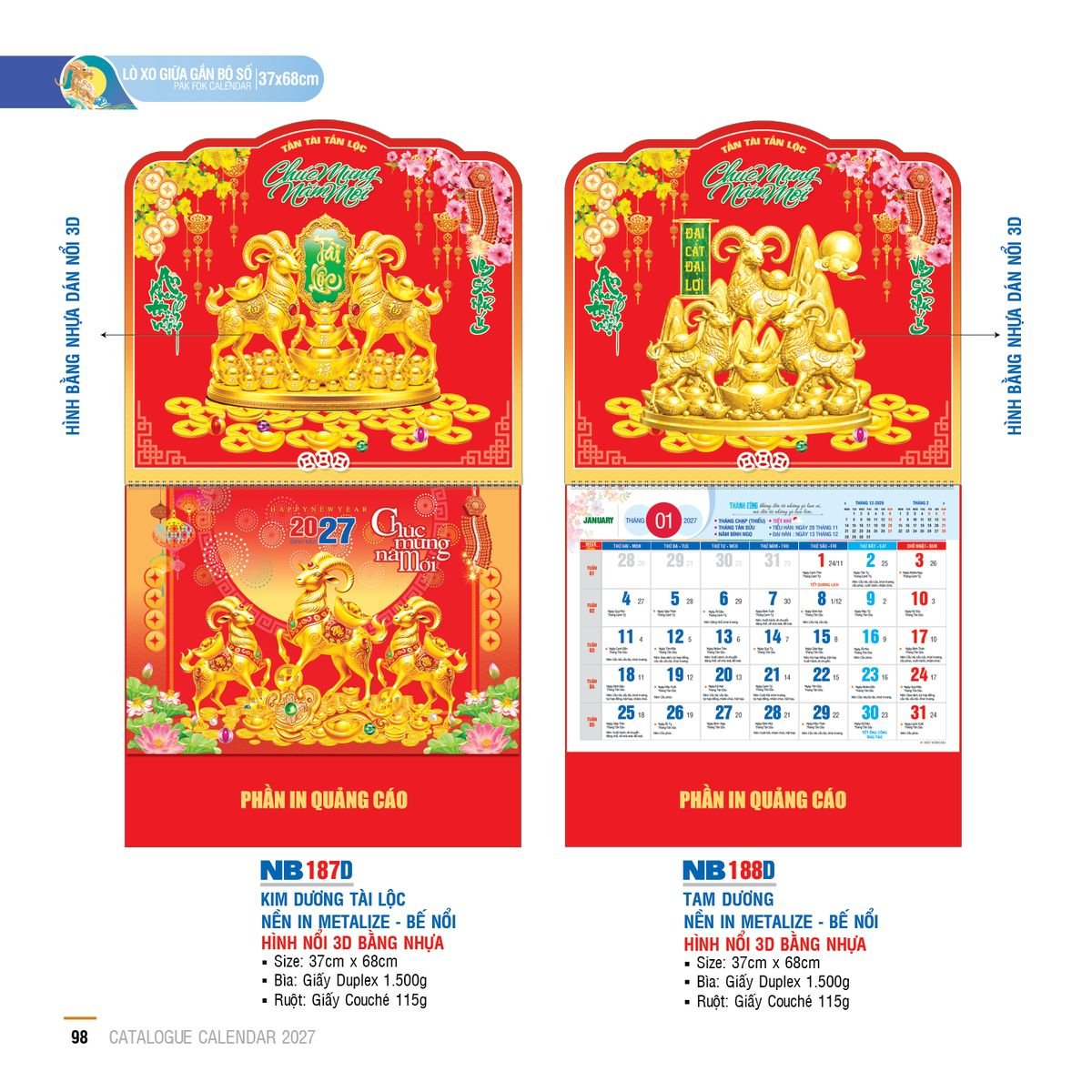 Lịch Lò Xo Giữa Gắn Bloc Ba Nhất 2027 BN449 In Logo Doanh Nghiệp Giá Xưởng Lịch Lò Xo Giữa Gắn Bloc Ba Nhất 2027 BN449 In Logo Doanh Nghiệp Giá Xưởng