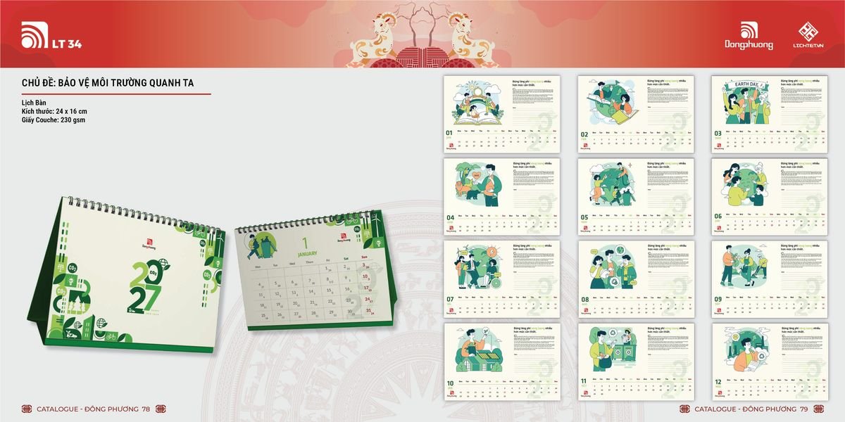 Lịch Bloc ĐP 2027 DP38 In Logo Doanh Nghiệp Giá Xưởng