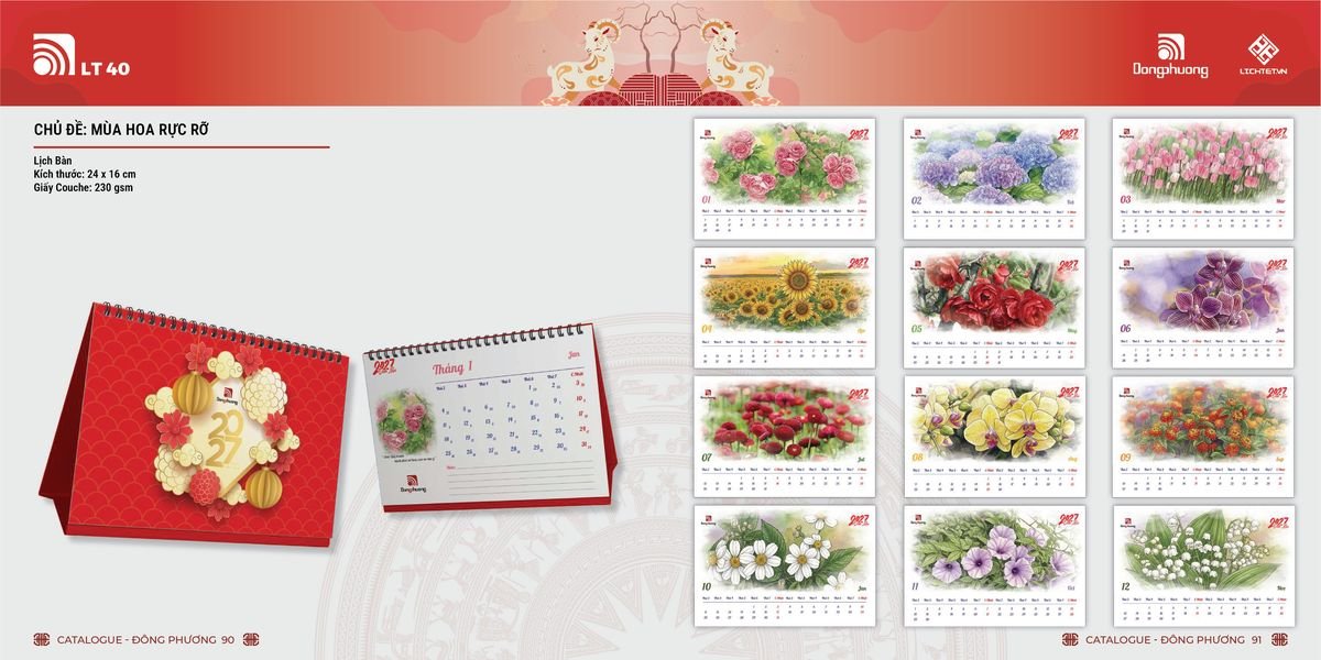 Lịch Bloc ĐP 2027 DP44 In Logo Doanh Nghiệp Giá Xưởng