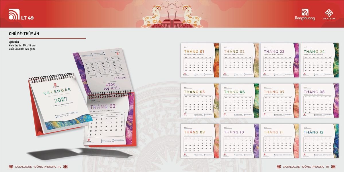 Lịch Bloc ĐP 2027 DP54 In Logo Doanh Nghiệp Giá Xưởng
