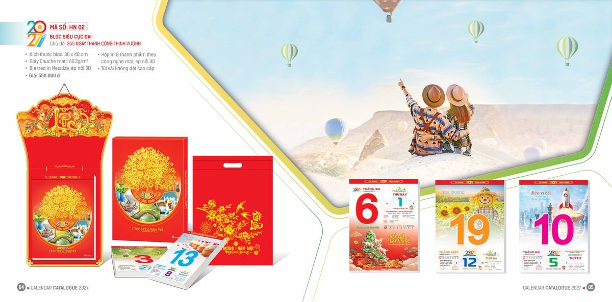 Lịch Bloc Hoa Niên 2027 ĐP DPHN01 In Logo Doanh Nghiệp Giá Xưởng