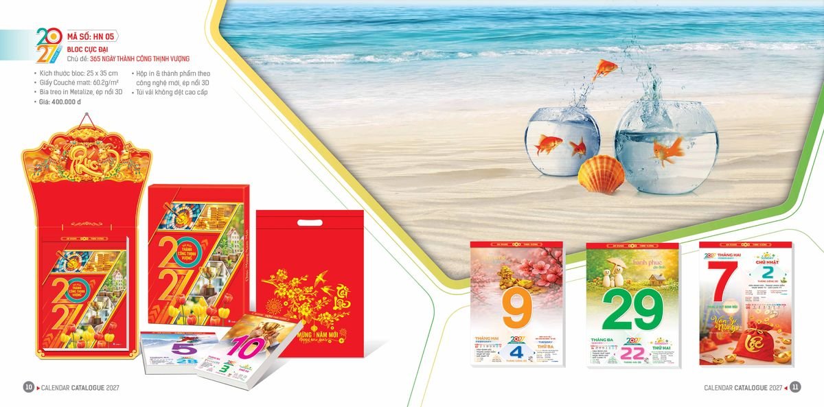 Lịch Bloc Hoa Niên 2027 ĐP DPHN04 In Logo Doanh Nghiệp Giá Xưởng