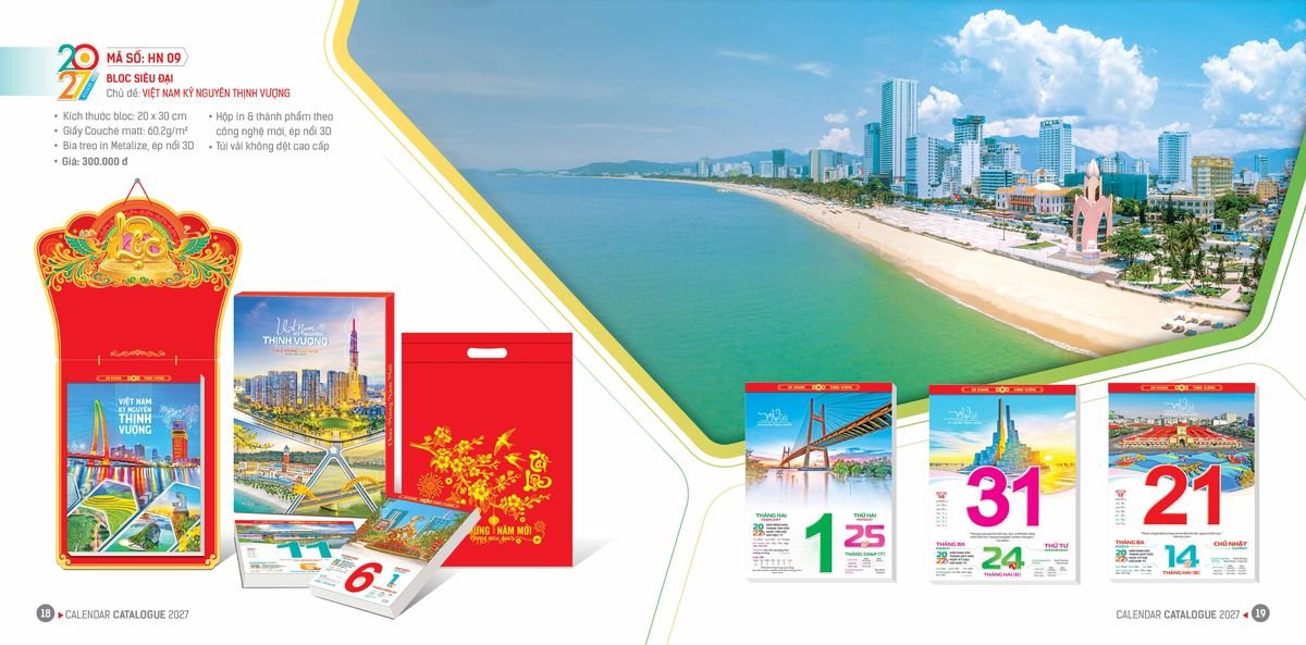 Lịch Bloc Hoa Niên 2027 ĐP DPHN08 In Logo Doanh Nghiệp Giá Xưởng