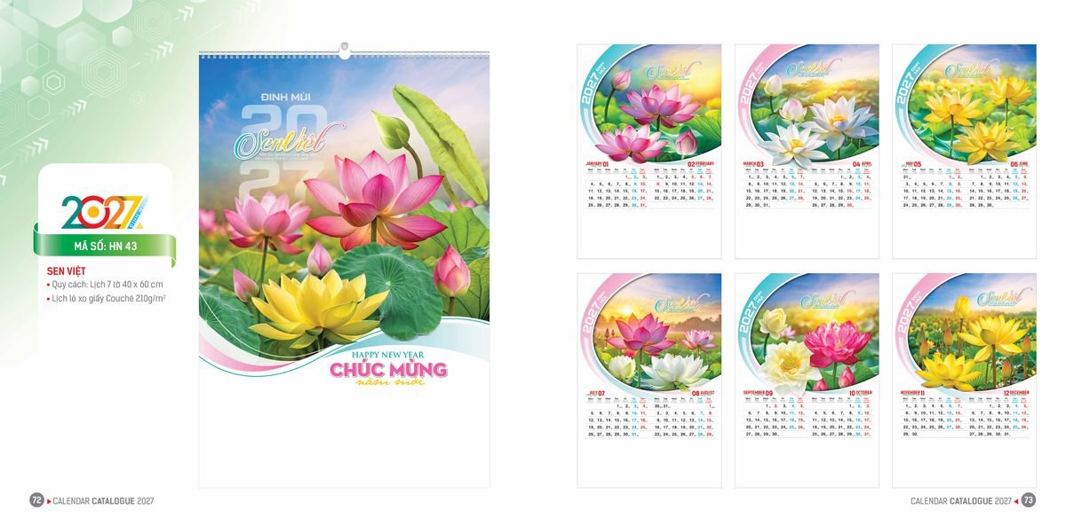 Lịch Bloc Hoa Niên 2027 ĐP DPHN35 In Logo Doanh Nghiệp Giá Xưởng
