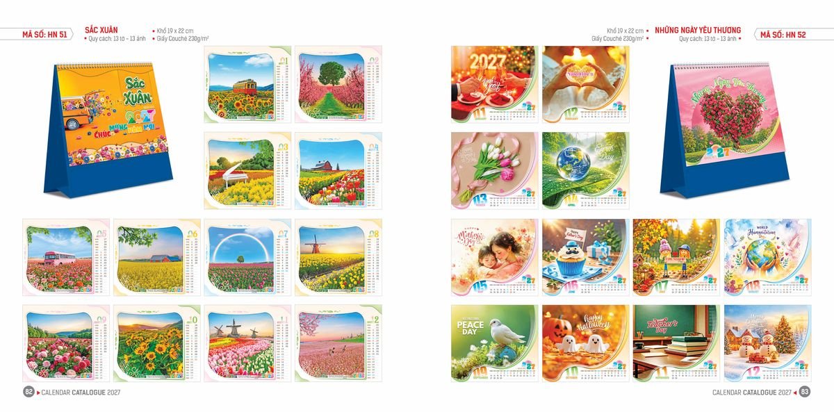Lịch Bloc Hoa Niên 2027 ĐP DPHN40 In Logo Doanh Nghiệp Giá Xưởng