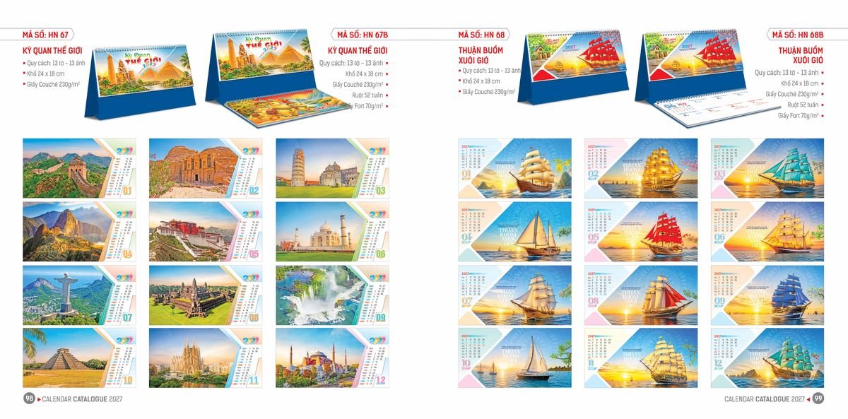 Lịch Bloc Hoa Niên 2027 ĐP DPHN48 In Logo Doanh Nghiệp Giá Xưởng