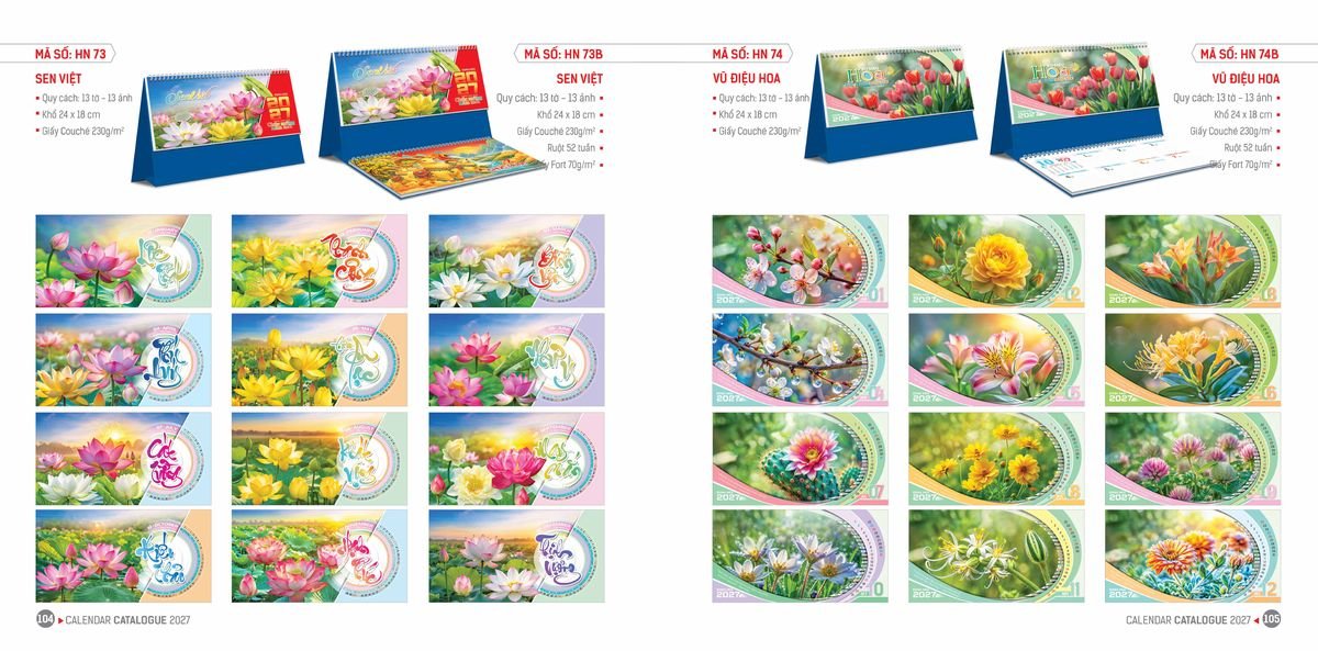 Lịch Bloc Hoa Niên 2027 ĐP DPHN51 In Logo Doanh Nghiệp Giá Xưởng