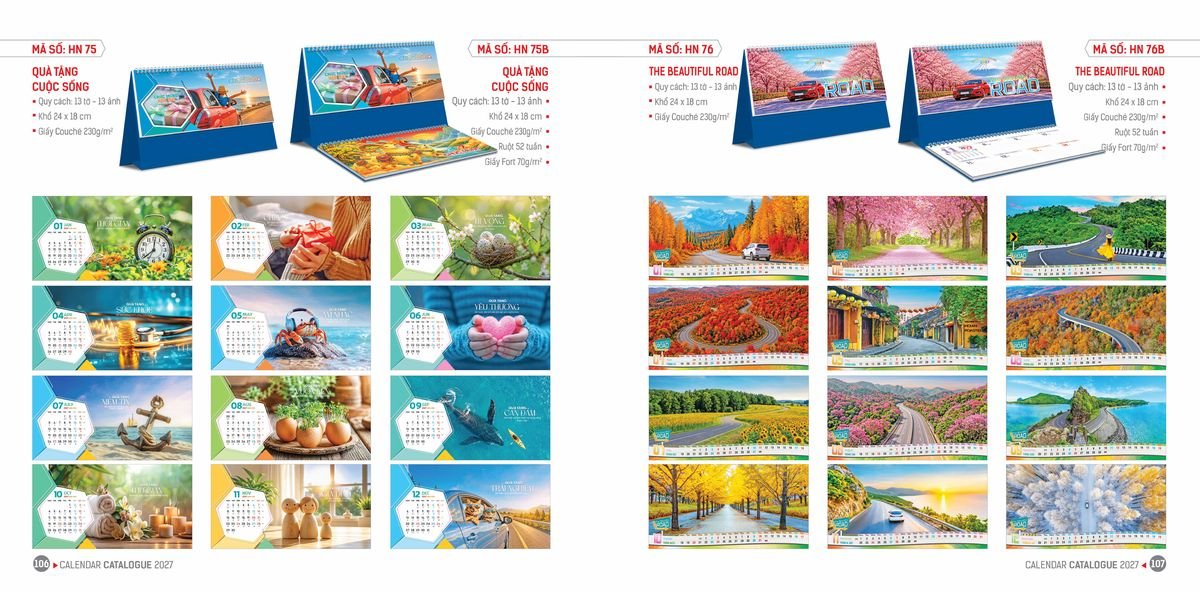 Lịch Bloc Hoa Niên 2027 ĐP DPHN52 In Logo Doanh Nghiệp Giá Xưởng