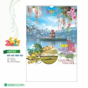 Lịch Treo Tường Lò Xo 2027 HBT Mẫu HBT03 (40 x 60cm) In Logo Doanh Nghiệp Giá Xưởng in logo doanh nghiệp quà tặng Tết tại Quà Tặng Công Ty VN