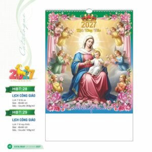 Lịch Treo Tường Lò Xo 2027 HBT Mẫu HBT28 (40 x 60cm) In Logo Doanh Nghiệp Giá Xưởng in logo doanh nghiệp quà tặng Tết tại Quà Tặng Công Ty VN