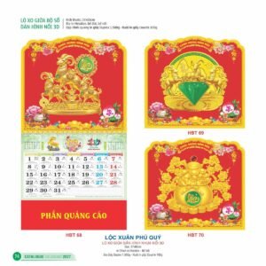 Lịch Treo Tường Lò Xo 2027 HBT Mẫu HBT68 (22  x  23 cm) In Logo Doanh Nghiệp Giá Xưởng in logo doanh nghiệp quà tặng Tết tại Quà Tặng Công Ty VN