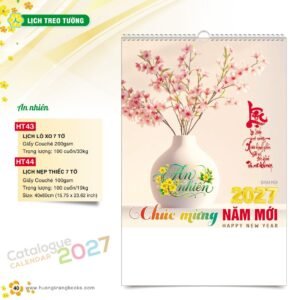 Lịch Treo Tường 2027 HT Mẫu HT43 (40 x 60cm) In Logo Doanh Nghiệp Giá Xưởng in logo doanh nghiệp quà tặng Tết tại Quà Tặng Công Ty VN