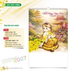 Lịch Treo Tường 2027 HT Mẫu HT57 (40 x 60cm) In Logo Doanh Nghiệp Giá Xưởng in logo doanh nghiệp quà tặng Tết tại Quà Tặng Công Ty VN