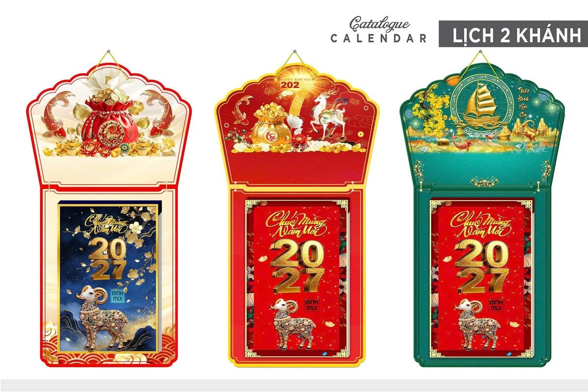 Lịch Khánh Gỗ Lamina 2 Đầu 2027 LM2D_005 - Quà Tặng Công Ty