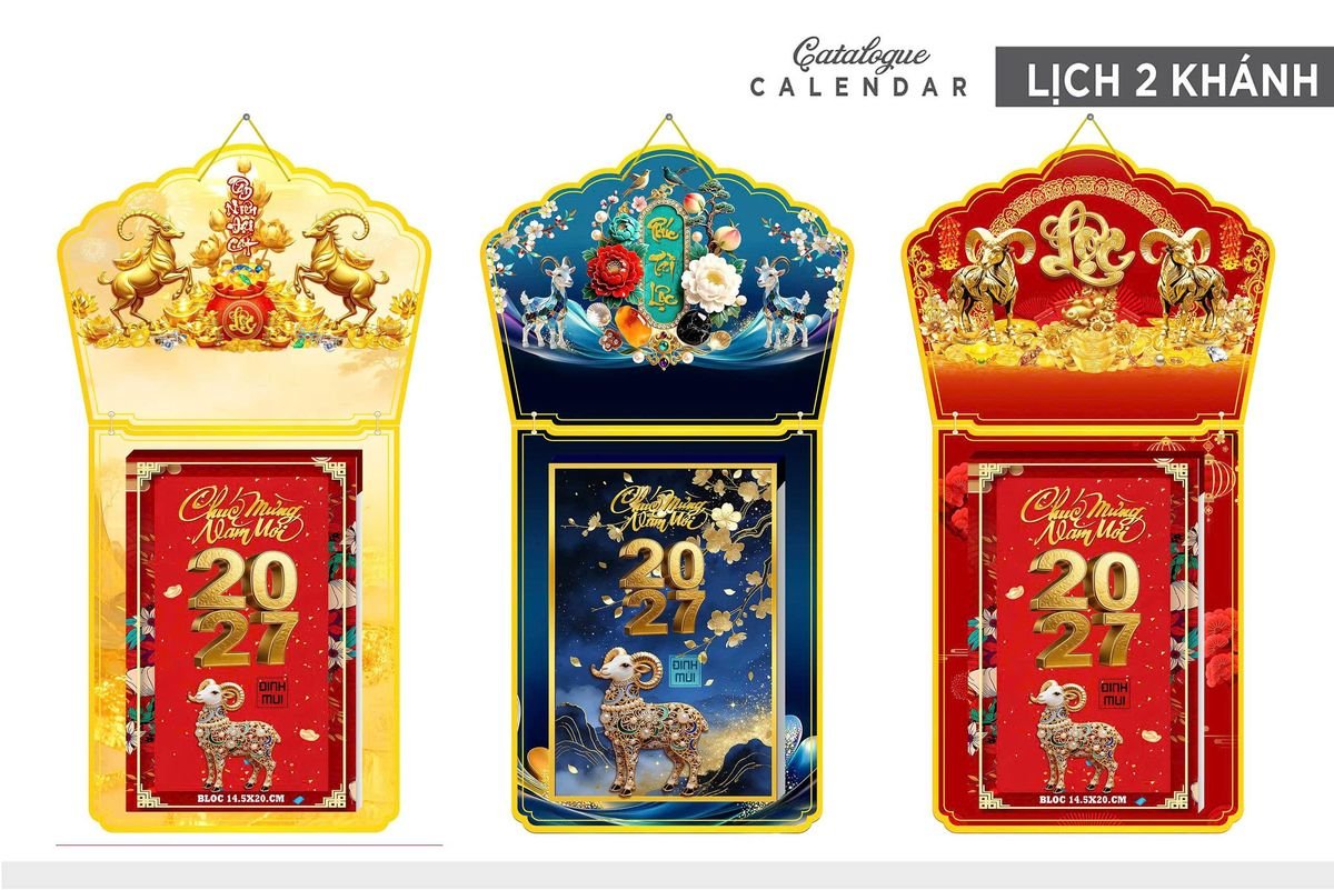 Lịch Khánh Gỗ Lamina 2 Đầu 2027 LM2D_006 - Quà Tặng Công Ty