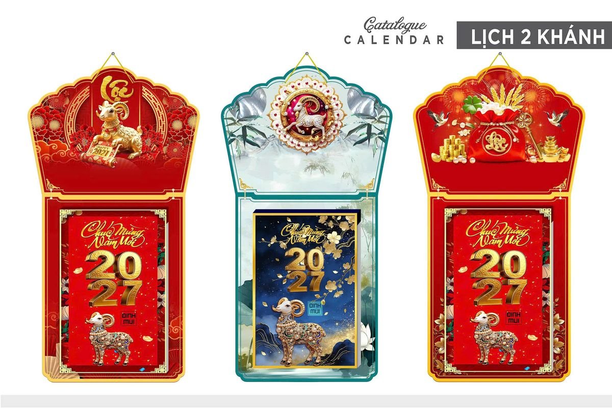 Lịch Khánh Gỗ Lamina 2 Đầu 2027 LM2D_009 - Quà Tặng Công Ty