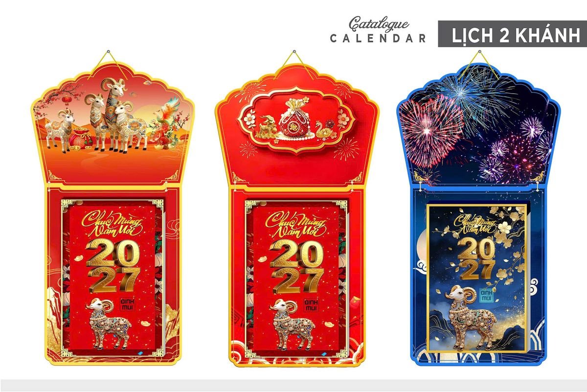 Lịch Khánh Gỗ Lamina 2 Đầu 2027 LM2D_010 - Quà Tặng Công Ty