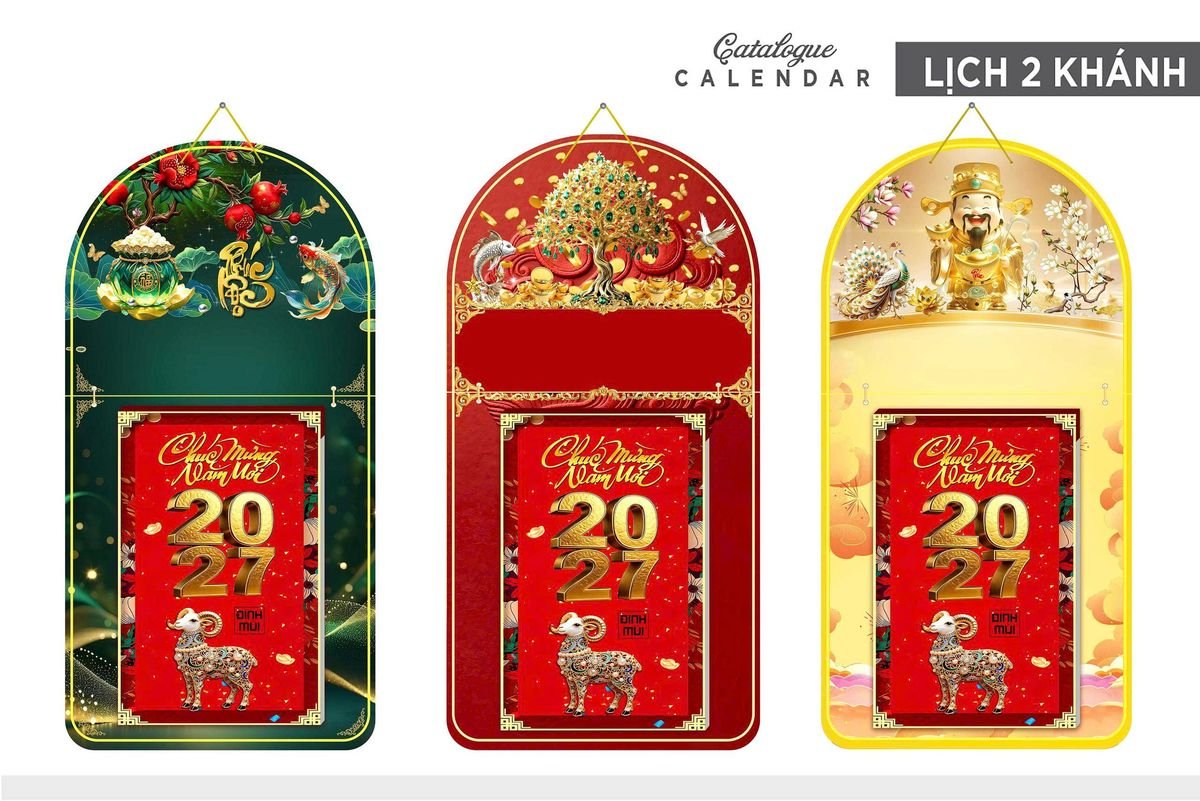 Lịch Khánh Gỗ Lamina 2 Đầu 2027 LM2D_013 - Quà Tặng Công Ty