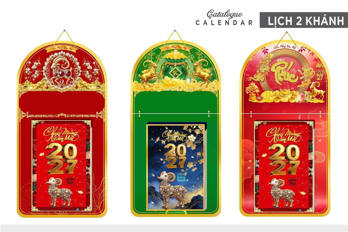 Lịch Khánh Gỗ Lamina 2 Đầu 2027 LM2D_015 - Quà Tặng Công Ty