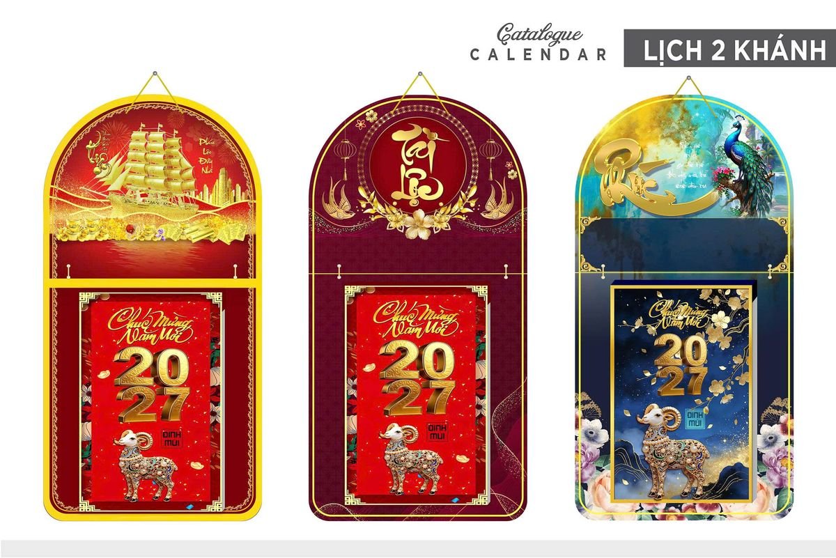 Lịch Khánh Gỗ Lamina 2 Đầu 2027 LM2D_017 - Quà Tặng Công Ty