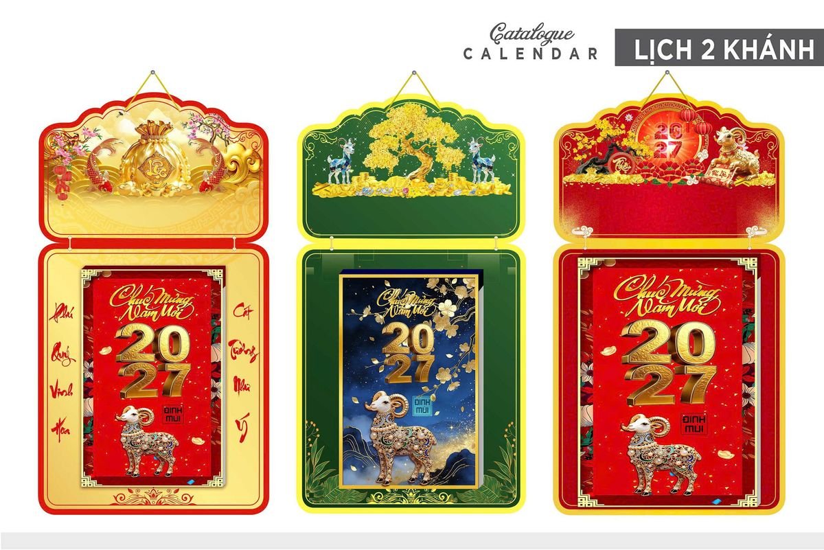 Lịch Khánh Gỗ Lamina 2 Đầu 2027 LM2D_019 - Quà Tặng Công Ty