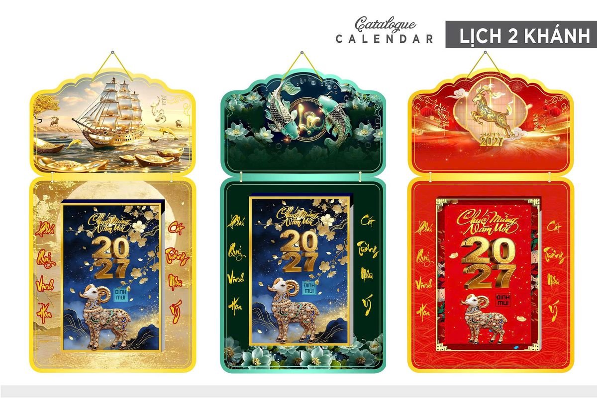 Lịch Khánh Gỗ Lamina 2 Đầu 2027 LM2D_024 - Quà Tặng Công Ty