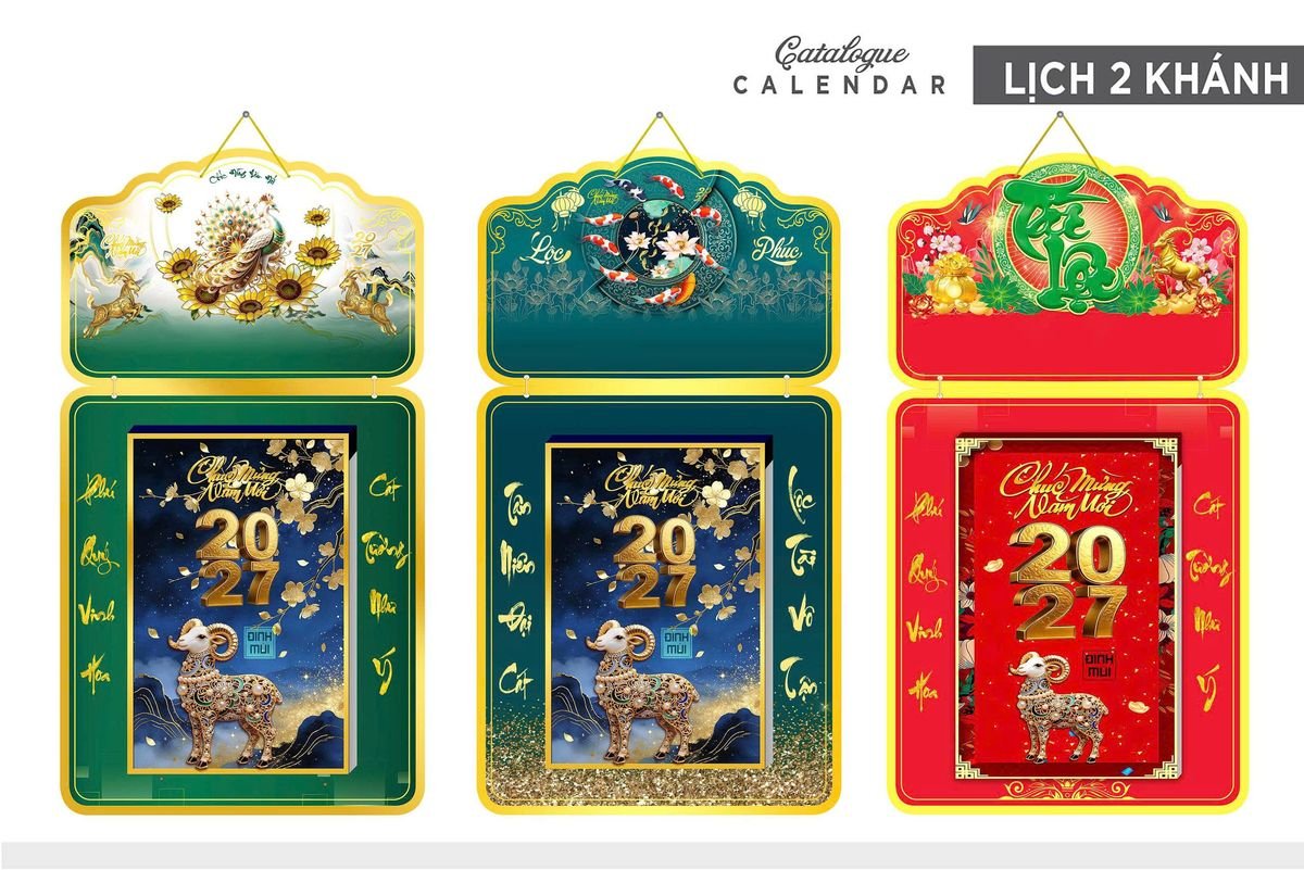 Lịch Khánh Gỗ Lamina 2 Đầu 2027 LM2D_026 - Quà Tặng Công Ty