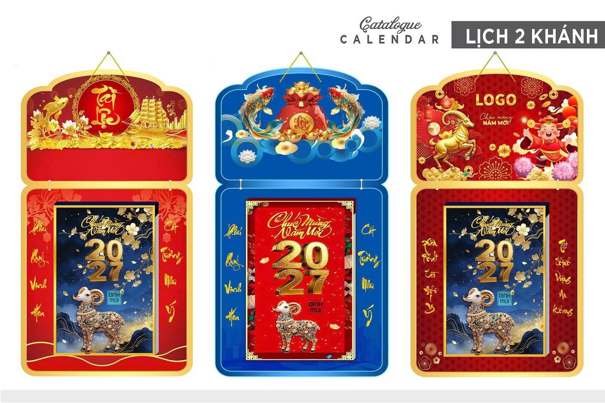 Lịch Khánh Gỗ Lamina 2 Đầu 2027 LM2D_032 - Quà Tặng Công Ty