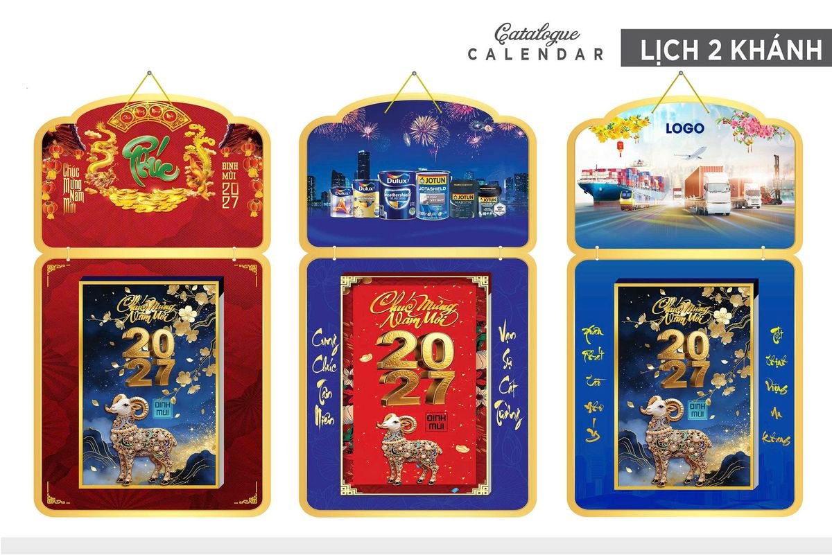 Lịch Khánh Gỗ Lamina 2 Đầu 2027 LM2D_034 - Quà Tặng Công Ty