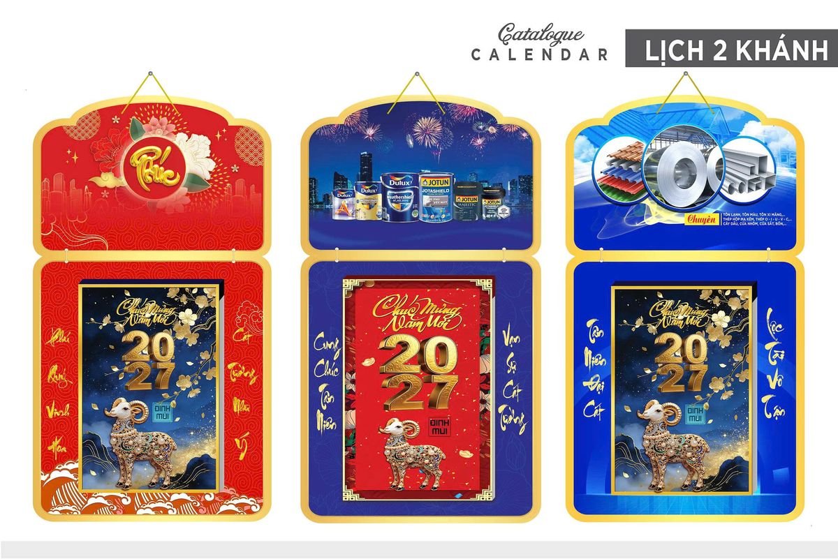 Lịch Khánh Gỗ Lamina 2 Đầu 2027 LM2D_035 - Quà Tặng Công Ty