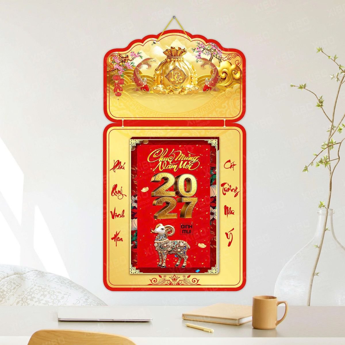 Lịch Khánh Gỗ Lamina 2 Đầu 2027 LM2D_043 - Quà Tặng Công Ty