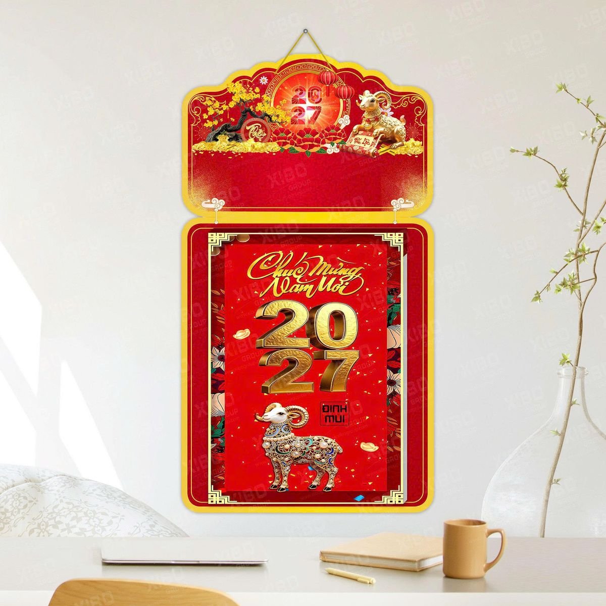 Lịch Khánh Gỗ Lamina 2 Đầu 2027 LM2D_044 - Quà Tặng Công Ty