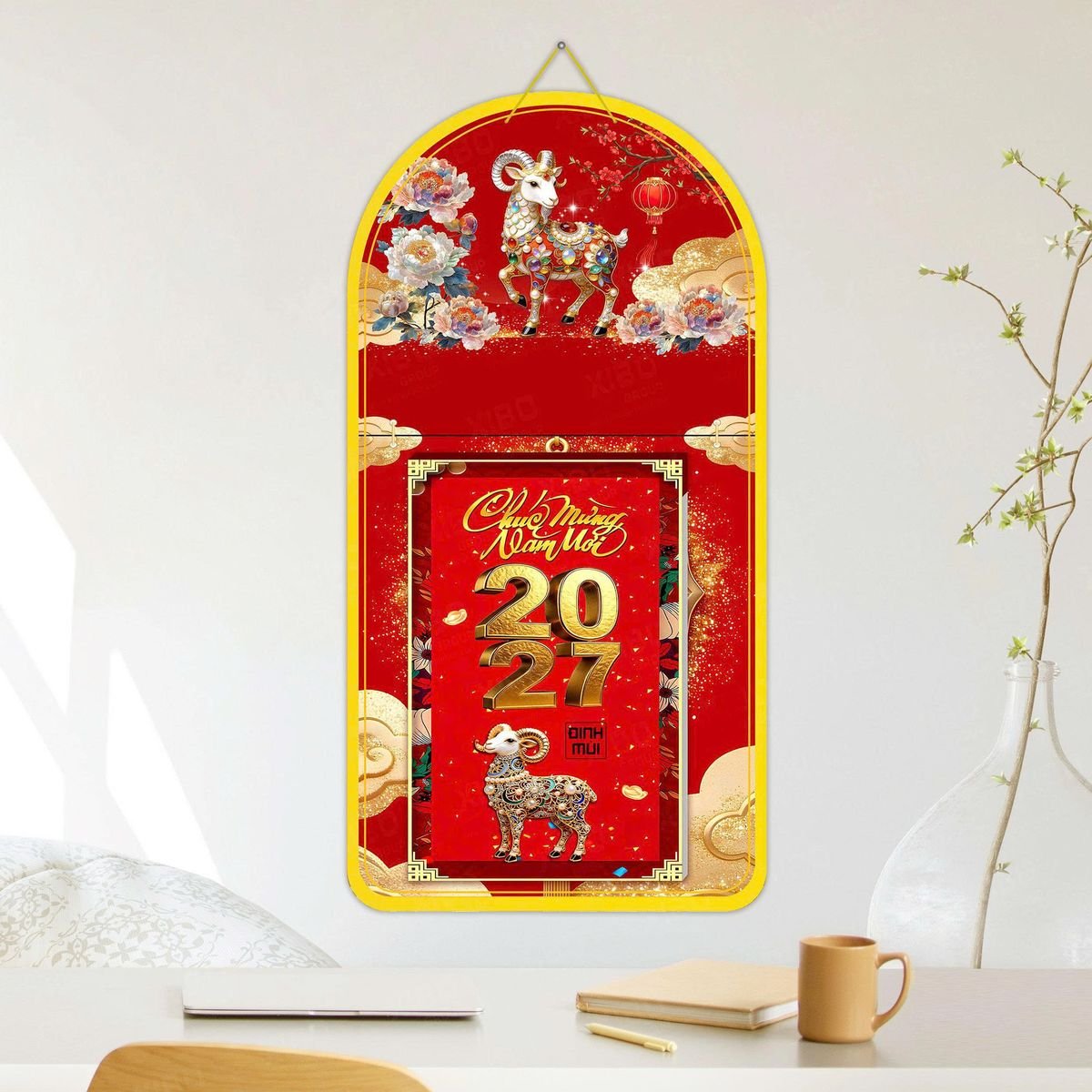 Lịch Khánh Gỗ Lamina 2 Đầu 2027 LM2D_048 - Quà Tặng Công Ty