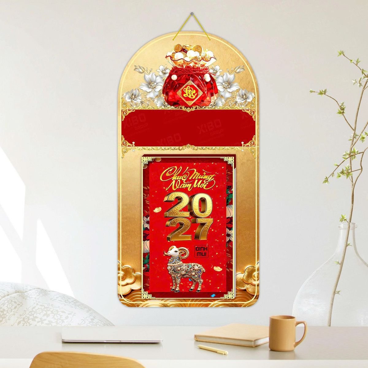 Lịch Khánh Gỗ Lamina 2 Đầu 2027 LM2D_049 - Quà Tặng Công Ty