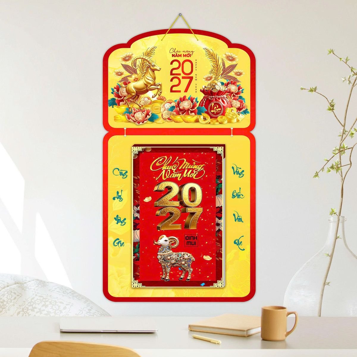 Lịch Khánh Gỗ Lamina 2 Đầu 2027 LM2D_054 - Quà Tặng Công Ty